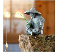 livelyfish Mini Statue de pêcheur - Statuettes de Vieil Homme - Figurine de Jardin féérique - Ornements en grès - Décoration Zen Asiatique Japonaise pour Aquarium - Décoration de Pot de Poissons - C