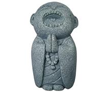 livelyfish Statue de moine priant en grès Jizo Bosatsu Feng Shui - Figurine miniature heureuse/souriante pour aquarium - Décoration de jardin - 4