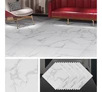 Livelynine 16 Dalles Épais PVC Adhesive Sol Salle de Bain Lino Sol Gris/Blanc Lame Sol Adhesif Marbre Imperméable Pour Cuisine Carrelage Pour Salon Sticker 30x30