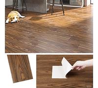 Livelynine 16 Dalles Lame PVC Adhesive Sol Bois Sombre 90X15CM Lino Sol Adhesif Parquet Adhesif Sol pour Chambre Résistant Sticker pour Sol Cuisine Vinyle Adhesif Bois pour Mur Salle de Bain Corridor