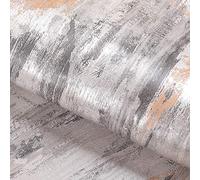 Livelynine 40CM X 5M Papier Peint Adhesif Effet Beton Gris Argenté Épaissir Rouleau Amovible Imperméable Sticker pour Cuisine Meuble Tiroir Armoire Mur d’Accent Placards Salle de Bain