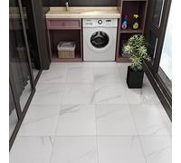 Livelynine Carrelage Adhesif Sol 30X30cm 16 Dalles PVC Adhesive Sol Gris Épaissir-Imperméable-Antidérapantes-Résistant À L'Abrasion-Autocollant Salle de Bain Sol Sticker pour Sol Marbre Cuisine Salon