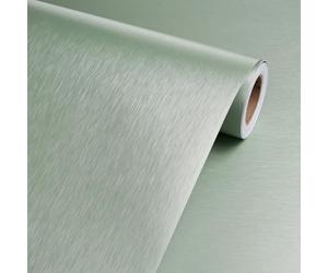 Livelynine Crédence Adhésive Cuisine Salle de Bain Murale Verte Clair 40CMx10M Papier Peint Adhésif en Acier Inoxydable Rouleau Adhesif pour Meuble Vert Bureau Table Autocollant Frigo Lave Vaisselle