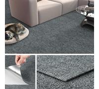 Livelynine Dalle Moquette Adhesive Sol Gris 60x60CM 16 Pièces Dalles de Moquette Chambre Adulte Salon Corridor Antidérapantes Carrés Tapis Gris Revetement de Sol Adhesif pour Maison Bureau Commerce