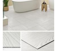 Livelynine Dalle PVC Adhesive Sol Blanc 30x30CM Lino Sol Adhesif Effet Parquet Adhesif Sols Bois Blanc Imperméable Carrelage Adhésif Sols Salle de Bain Cuisine PVC Adhésif Toilette Salon, 4 Dalles