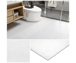 Livelynine Dalle PVC Adhesive Sol Blanc Lavable Lino Sol Adhesif Cuisine Salle de Bain Carrelage Adhesif Sols 30x30CM PVC Blanc Chambre Salon Corridor Revetement de Sols Adhésif Épais, 4 Dalles