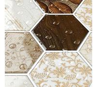 Livelynine Epais Credence Adhesive pour Cuisine Hexagone Imitation Bois Retro Carrelage Adhesif Mural Salle de Bain 30x30CM Lavable Stickers Carrelage Adhésif Revetement Mural Adhesif 3D, 4 Dalles