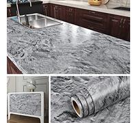 Livelynine Lavable Vinyle Adhesif pour Meuble Cuisine Papier Adhesif pour Meuble Marbre Gris Revêtement Plan de Travail Adhésif Credence Adhesive pour Cuisine Rouleau Adhesif pour Meuble Table 40CMx2M