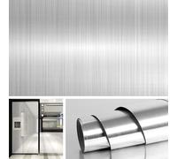 Livelynine Papier Adhésif en Acier Inoxydable Effet Nickel Brossé de 40CM*5M Crédence Adhésive pour Cuisine Vinyle Imperméable Résistant à l’Huile Lavable pour Lave-vaisselle Réfrigérateur
