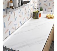 Livelynine Papier Adhesif pour Meuble Cuisine 60 CM Marbre Blanc Vinyle Adhesif Meuble Gris Clair Revetement Plan de Travail Cuisine Resistant a la Chaleur Rouleau Adhésif Decoratif Marbre 60CMx5M