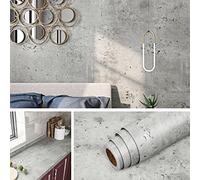 Livelynine Papier Adhesif pour Meuble Cuisine Gris Clair Autocollant Meuble Salle de Bain Imperméable Revêtement Plan de Travail Adhésif Film Adhesif Gris Beton Papier Peint Adhesif Mural 40CM X 2M