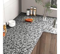 Livelynine Papier Adhesif pour Meuble Cuisine Noir Copeaux de Bois Vinyle Adhesif Plan de Travail Cuisine Resistant Chaleur Papier Peint Adhesif Mural Salle de Bain Rouleau Adhesif decoratif 40CMx2M