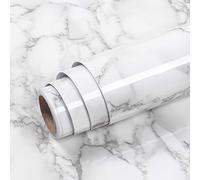 Livelynine Papier Adhésif pour Meuble Effet Marbre Blanc Gris Clair Papier Peint Adhésif Décoratif Amovible Revêtement Plan de Travail Adhésif en Vinyle pour Table Comptoir de 40CM*2m