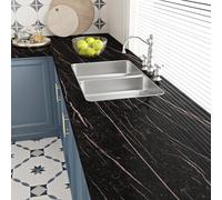 Livelynine Papier Adhesif pour Meuble Effet Marbre Noir Revêtement Plan de Travail Adhésif Cuisine Salle de Bain Imperméable Credence Adhesive pour Cuisine Marbre Rouleau Adhesif Decoratif 40CMx2M