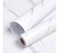 Livelynine Papier Adhésif pour Meuble Marbre Blanc avec Veine Gris Clair Revêtement Plan de Travail Adhésif pour Cuisine Salon Rouleau Adhésif Décoratif Amovible Lavable Imperméable de 40CM*2M