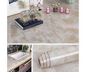 Livelynine Papier Adhésif pour Meuble Marbre en Vinyle Rouleau Adhésif Décoratif Amovible Effet Marbre Sticker Meuble Cuisine Salle de Bain pour Plan de Travail Comptoir Armoire Table de 40CM*2M