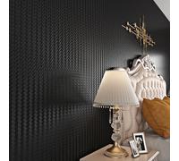 Livelynine Papier Adhesif pour Meuble Noir Relief Papier Peint Adhesif Mural Noir Effet Rotin Imperméable Rouleau Adhesif pour Meuble Cuisine Armoire Tiroirs 40CMx5M Papier Peint Autocollant Chambre