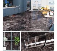 Livelynine Papier Peint Adhésif Marbre Noir Clair de 90CM*5M Papier Adhésif pour Meuble Cuisine Salon Salle de Bain Étagère Cheminée Rouleau Adhésif Décoratif Amovible Lavable Étanche