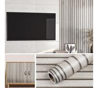 Livelynine Papier Peint Adhesif Mural Bois 3D Clair Papier Peint Autocollant Tasseaux de Bois 60CMx500CM Vinyle Adhesif Meuble Cuisine Revetement Mural Adhésif Chambre Salon Papiers Autocollant Meuble