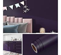 Livelynine Papier Peint Adhesif Mural Chambre Adulte Papier Peint Salon Violet Élégant 40CMx10M Autocollant Meuble Cuisine Violet Foncé Stickers Meuble Salle de Bain Table Tiroirs Plan de Travail Film