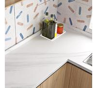 Livelynine Papier Peint Adhesif Mural Cuisine Marbre Blanc 40CMx5M Rouleau Adhesif pour Meuble Table Imperméable Revêtement Plan de Travail Adhésif Salle de Bain Credence Adhesive pour Cuisine Marbre
