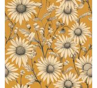 Livelynine Papier Peint Adhesif Mural Fleur Jaune Moutarde Papier Peint Autocollant Mural Chambre Salle de Bain Motif Floral Jaune Vinyle Adhesif Meuble Floral Retro Film Adhésif Decoratif 44.5CMx2M