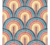 Livelynine Papier Peint Adhesif Mural Geometrique Multicolore Papier Peint 44.5CMx1.33M