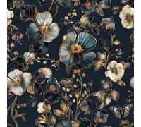 Livelynine Papier Peint Adhesif Mural Motif Floral Bleu 44.5CMx1.32M
