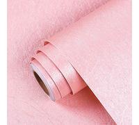 Livelynine Papier Peint Adhésif Mural Rose de 40CM*5M Papier Peint en Fil de Soie Rose Film Adhésif pour Meuble Chambre de Fille Salon Bureau Lavable Amovible Autocollant en Vinyle Rouleau Décoratif