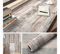 Livelynine Papier Peint Autocollant Mural Effet Bois Bleu Marron 40CMx10M Imperméable Papier Peint Chambre Adulte Salle de Bain Mur Vinyle Adhesif Bois Meuble Cuisine Porte Revetement Adhesif Meuble