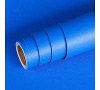Livelynine Papier Peint Bleu Papier Adhésif pour Meuble Chambre Bureau | Papier Peint Adhésif Mural Bleu Uni Mat Amovible Étanche Autocollant Décoratif de Salon Cuisine Armoire Placard 40CM*2M