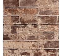 Livelynine Papier Peint Brique 3D Adhésif Mural Décoratif Imperméable Vinyle Rouleau pour Mur Salon Chambre Cuisine Salle de Bains Couloir Style Nature Marron/Foncé Rouge/Orange 40CM X 2M