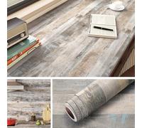 Livelynine Papier peint en bois rustique 40 cm x 5 m Vinyle adhésif mural cuisine chambre bois clair résistant à la chaleur comptoir cuisine meubles porte