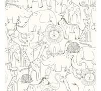 Livelynine Papier Peint Enfant Animaux Beige Creme Papier Peint Adhesif Mural Chambre Enfant Fille Garçon Rouleau Adhesif pour Meuble Motif Animaux Zoo Armoire Penderie Papiers Peints Zebre 44.5CMx2M