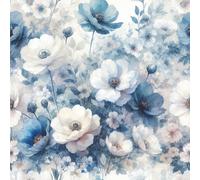 Livelynine Papier Peint Fleuri Bleu et Blanc Papiers Peints Adhésif Mural Salon Chambre 44.5CMx7M Papier Adhesif pour Meuble Fleur Aquarelle Romantique Rouleau Adhesif pour Meuble Cuisine Armoire
