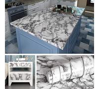 Livelynine Papier Peint Marbre Gris de 40CM*10M Film Adhésif pour Meuble Cuisine Salle de Bain Salon Table Placard Plan de Travail Papier Vinyle Autocollant Amovible Étanche Décoratif