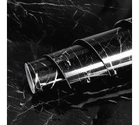 Livelynine Papier Peint Marbre Noir avec Veine Blanc de 40CM*10M Papier Adhésif pour Meuble Cuisine Salle de Bain Salon Rouleau Adhésif Décoratif Amovible Lavable Imperméable