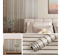 Livelynine Papier Peint Tasseau de Bois 3D Adhésif 40CMx9.33M