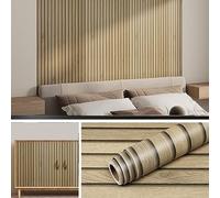 Livelynine Papier Peint Tasseau de Bois 3D Adhésif 90CMx500CM Papier Peint Bois Murale Salon Chambre Salle à Manger Plafond Lavable Papier Peint Adhesif Mural Imitation Bois Marron Vinyle Adhesif Bois