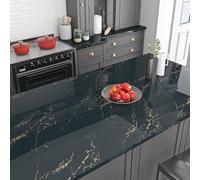 Livelynine Revêtement Plan de Travail Adhésif Vert Canard Effet Marbre 40CMx10M Papier Peint Adhesif Marbre Vert et Or Papier Vinyle Adhesif pour Meuble Film Adhésif pour Meuble