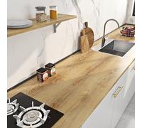 Livelynine Vinyle Adhesif Bois Chene Clair Revêtement Plan de Travail Adhésif Cuisine 90CMx500CM Papier Adhesif pour Meuble Bois Naturel Table Portes Lavable Papier Collant pour Meuble Salle de Bain