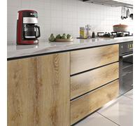Livelynine Vinyle Adhesif Cuisine Bois Chene Clair Rouleau Adhesif pour Meuble Cuisine Armoire Bureau Table 40CMx5M Papier Peint Adhésif Mural Salle de Bain Lavable Papier Collant pour Meuble Chene