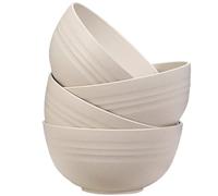 LIVELYPET Lot de 4 bols à céréales incassables, en plastique, 20 oz, passent au lave-vaisselle et au micro-ondes, bols légers réutilisables pour soupe de nouilles de riz, collation, salade, fruits