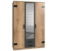 LIVERPOOL Armoire de chambre - Style Industriel - Décor chene et graphite - L 135 cm Couleur G
