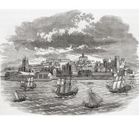 Liverpool England seen here in the 17th century. From The History of Progress in Great Britain publié 1866. Poster imprimé par Ken Welsh (40,6 x 30,5 cm)