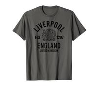 Liverpool Est. 1207 Angleterre Royaume-Uni Impression Noire T-Shirt