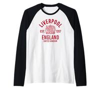 Liverpool Est. 1207 Angleterre Royaume-Uni Impression Rouge Manche Raglan