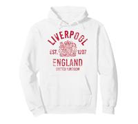 Liverpool Est. 1207 Angleterre Royaume-Uni Imprimé Rouge Vieilli Sweat à Capuche