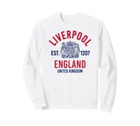 Liverpool Est. 1207 Angleterre UK Imprimé Bleu et Rouge Sweatshirt
