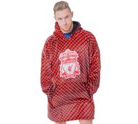 Liverpool F.C. Couverture à capuche en maille surdimensionnée pour adulte - Cadeau pour les fans de football - Sous licence officielle - Taille unique - Rouge/noir, taille taille unique